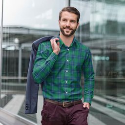 ScotsTee Shop Scottish Irvine Ancient Clan Tartan Long Sleeve Shirt, Cotton Tartan Plaid Shirt
