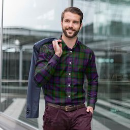 ScotsTee Shop Scottish MacDonald Clan Tartan Long Sleeve Shirt, Cotton Tartan Plaid Shirt