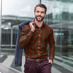 ScotsTee Shop Scottish MacAulay Clan Tartan Long Sleeve Shirt, Cotton Tartan Plaid Shirt