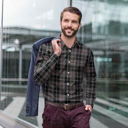 ScotsTee Shop Scottish Thompson Grey Clan Tartan Long Sleeve Shirt, Cotton Tartan Plaid Shirt