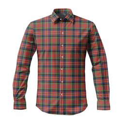 ScotsTee Shop Scottish MacPherson Ancient Clan Tartan Long Sleeve Shirt, Cotton Tartan Plaid Shirt