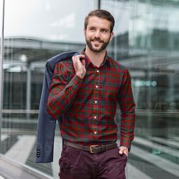 ScotsTee Shop Scottish Sinclair Clan Tartan Long Sleeve Shirt, Cotton Tartan Plaid Shirt