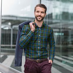ScotsTee Shop Scottish Tait Clan Tartan Long Sleeve Shirt, Cotton Tartan Plaid Shirt