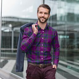 ScotsTee Shop Scottish Wardlaw Modern Clan Tartan Long Sleeve Shirt, Cotton Tartan Plaid Shirt