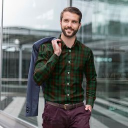 ScotsTee Shop Scottish Tennant Clan Tartan Long Sleeve Shirt, Cotton Tartan Plaid Shirt