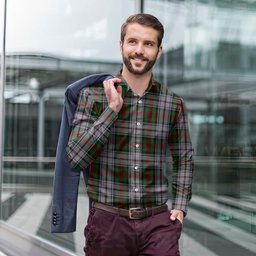 ScotsTee Shop Scottish MacDuff Dress Clan Tartan Long Sleeve Shirt, Cotton Tartan Plaid Shirt