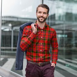 ScotsTee Shop Scottish Munro Modern Clan Tartan Long Sleeve Shirt, Cotton Tartan Plaid Shirt