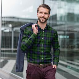 ScotsTee Shop Scottish Rollo Clan Tartan Long Sleeve Shirt, Cotton Tartan Plaid Shirt