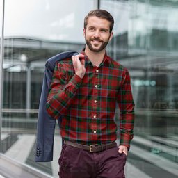 ScotsTee Shop Scottish MacNaughton Clan Tartan Long Sleeve Shirt, Cotton Tartan Plaid Shirt