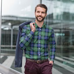 ScotsTee Shop Scottish Sutherland Ancient Clan Tartan Long Sleeve Shirt, Cotton Tartan Plaid Shirt
