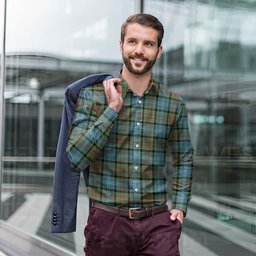 ScotsTee Shop Scottish Paisley Clan Tartan Long Sleeve Shirt, Cotton Tartan Plaid Shirt