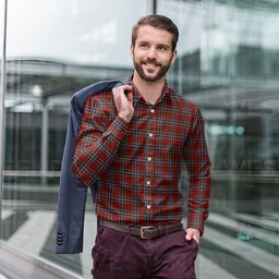ScotsTee Shop Scottish MacFarlane Red Clan Tartan Long Sleeve Shirt, Cotton Tartan Plaid Shirt