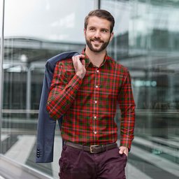 ScotsTee Shop Scottish MacKinnon Modern Clan Tartan Long Sleeve Shirt, Cotton Tartan Plaid Shirt
