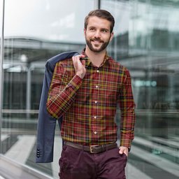 ScotsTee Shop Scottish Ogilvie (Ogilvy) of Strathallan Clan Tartan Long Sleeve Shirt, Cotton Tartan Plaid Shirt
