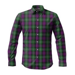ScotsTee Shop Scottish Wilson Clan Tartan Long Sleeve Shirt, Cotton Tartan Plaid Shirt