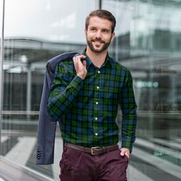 ScotsTee Shop Scottish McCoy Clan Tartan Long Sleeve Shirt, Cotton Tartan Plaid Shirt