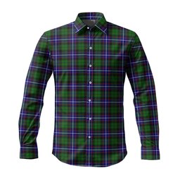 ScotsTee Shop Scottish Russell Modern Clan Tartan Long Sleeve Shirt, Cotton Tartan Plaid Shirt