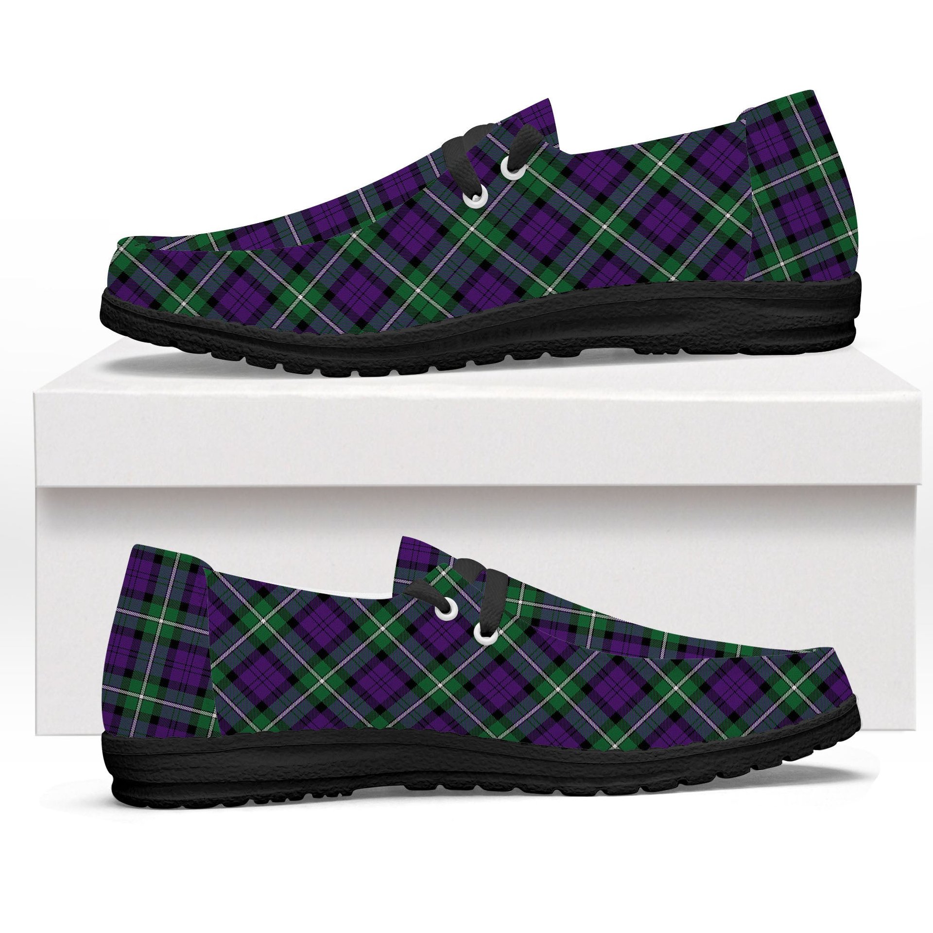 ScotsTee Shop Scottish Baillie Highland Society Ancient Tartan Plaid Canvas Loafer Shoes