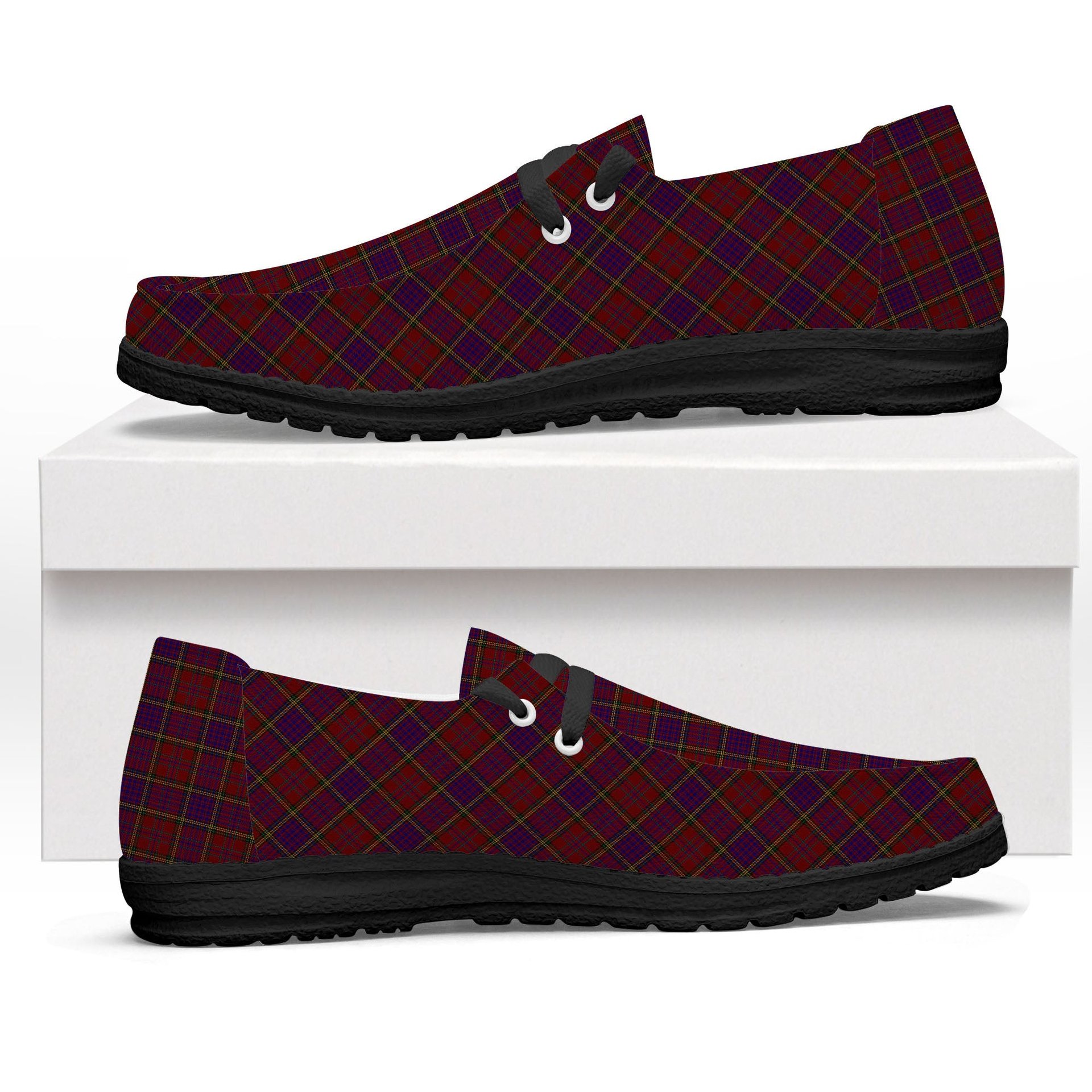 ScotsTee Shop Scottish Anderson of Kinnedear Red Tartan Plaid Canvas Loafer Shoes