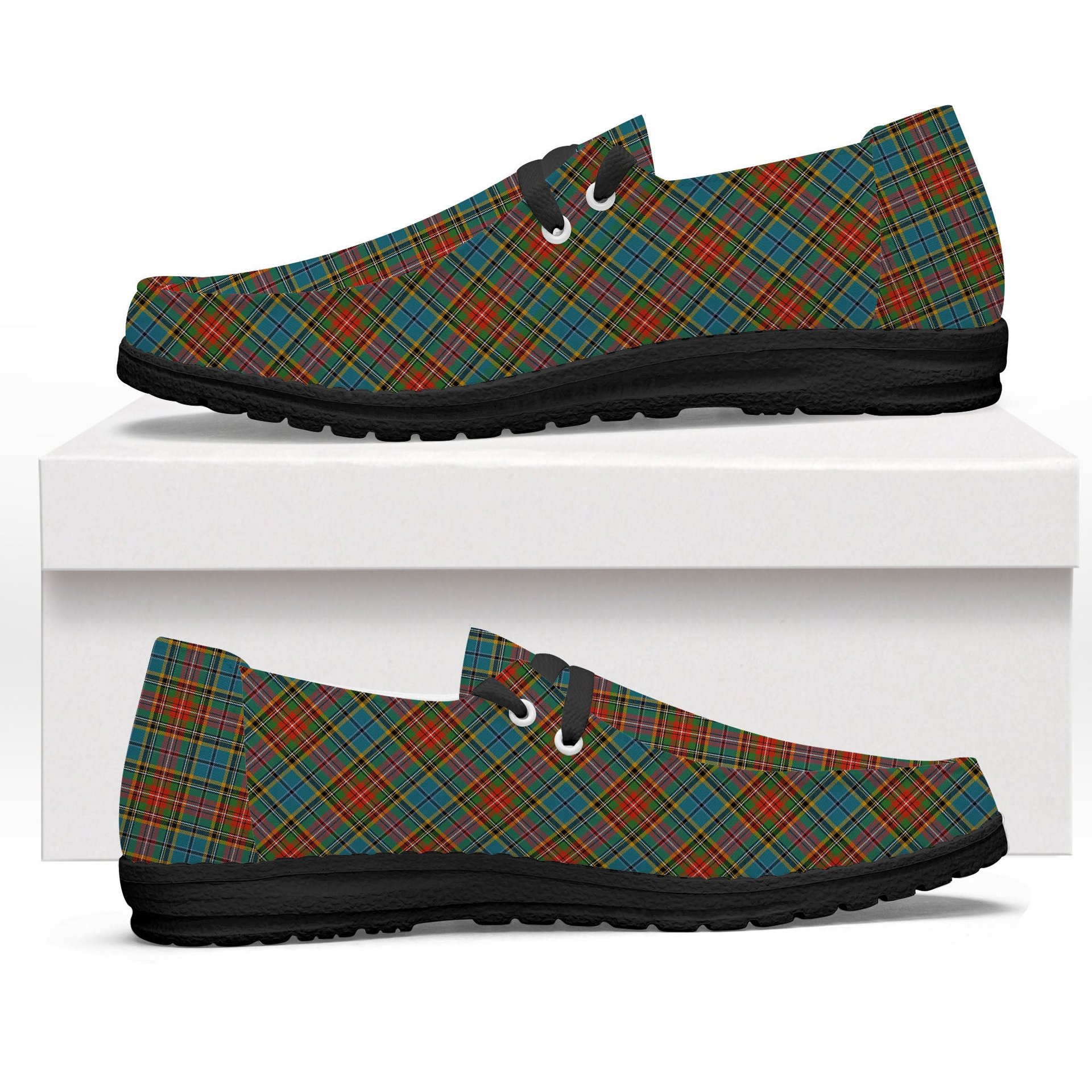 ScotsTee Shop Scottish Beattie (Beatty) Ancient Tartan Plaid Canvas Loafer Shoes