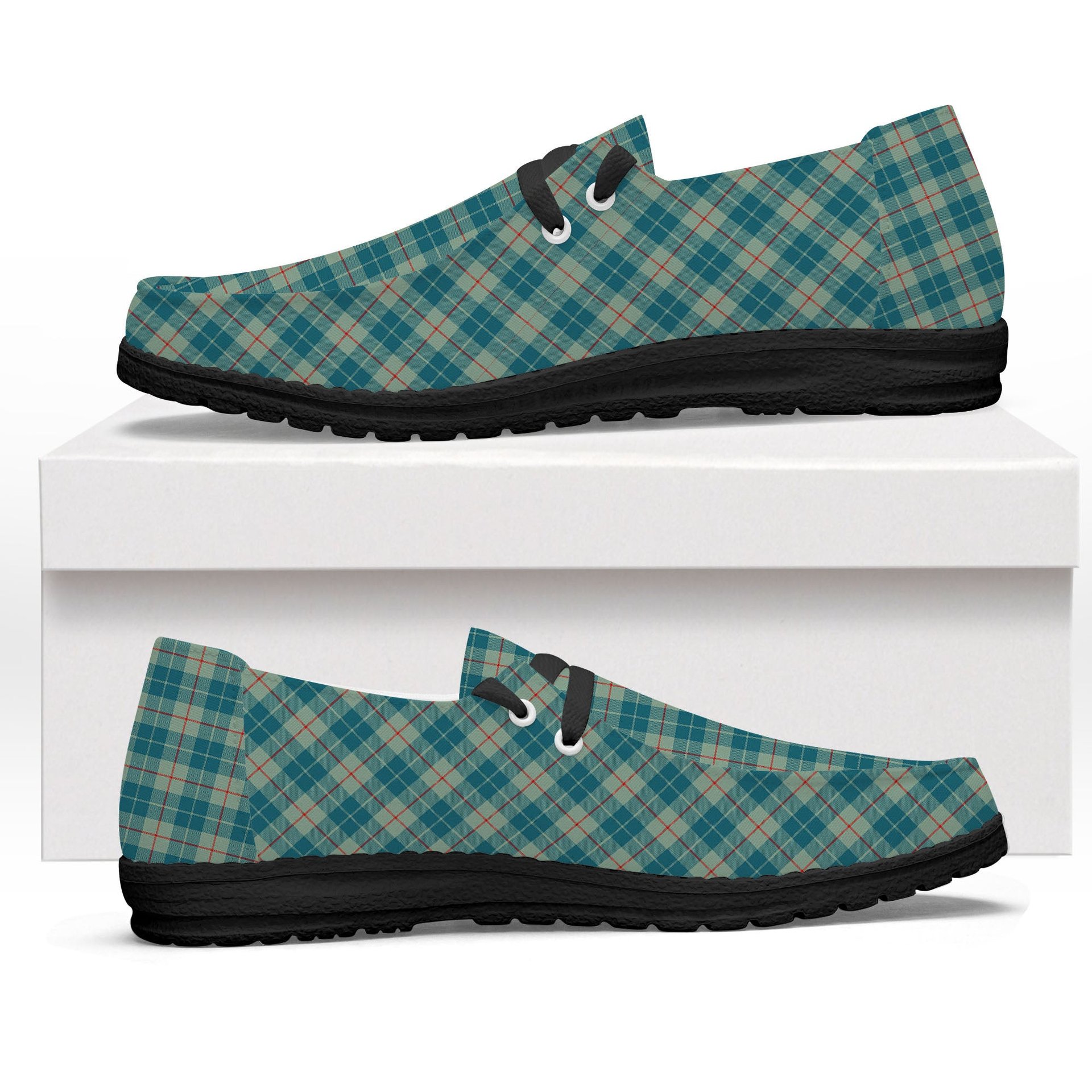 ScotsTee Shop Scottish Barclay Hunting #2 Ancient Clan Tartan Plaid Canvas Loafer Shoes