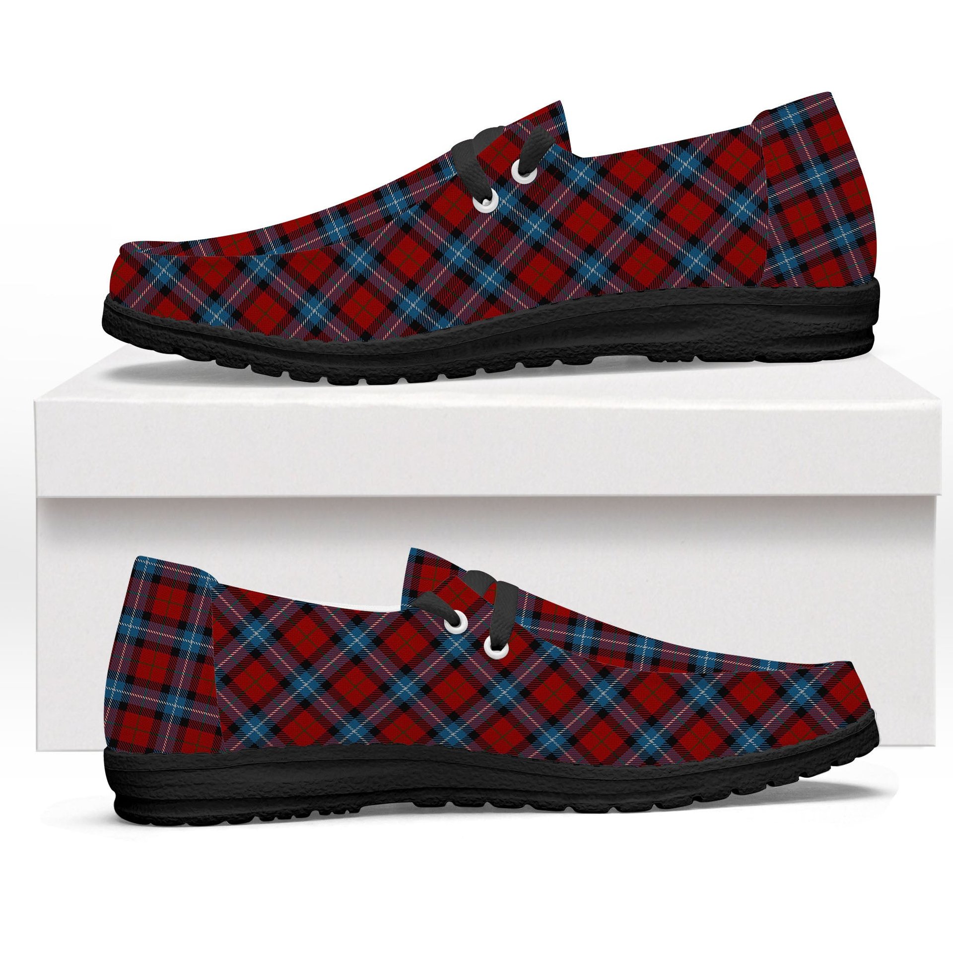 ScotsTee Shop Scottish Baillie of Polkemmet Red Tartan Plaid Canvas Loafer Shoes