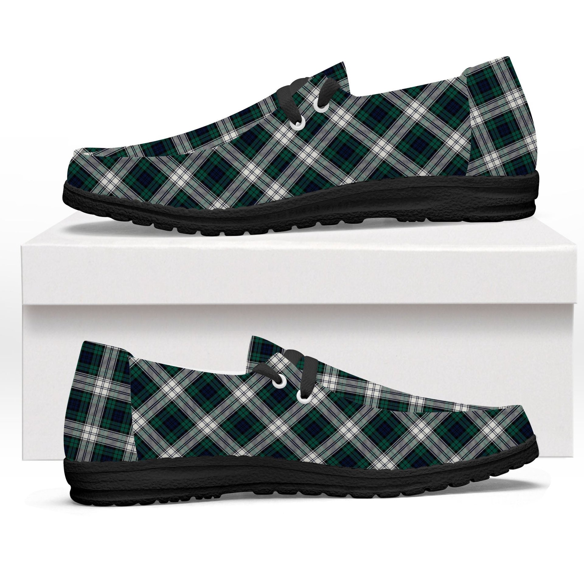 ScotsTee Shop Scottish Black Watch Dress Modern Tartan Plaid Canvas Loafer Shoes