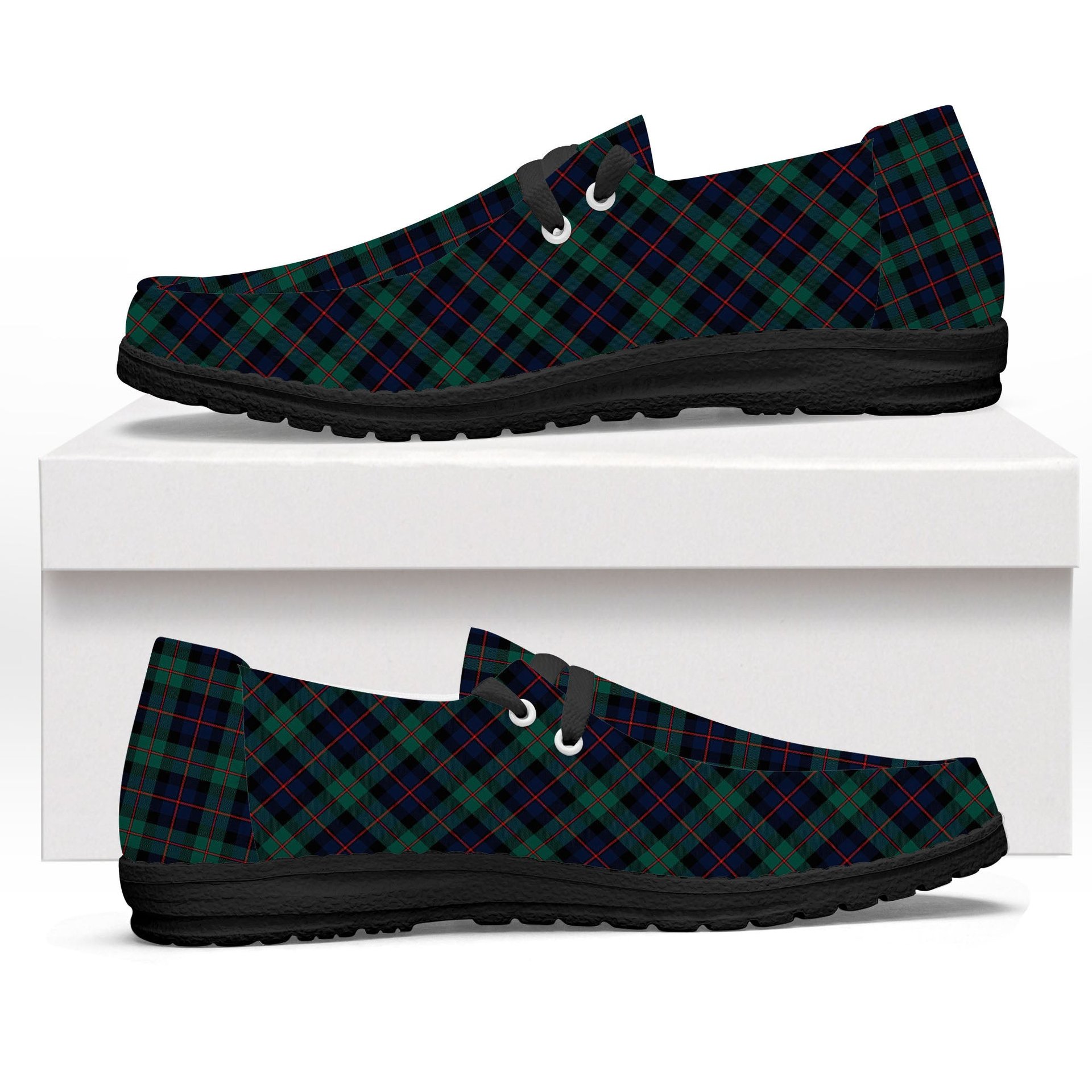 ScotsTee Shop Scottish Black Watch Coarse Kilt Modern Tartan Plaid Canvas Loafer Shoes