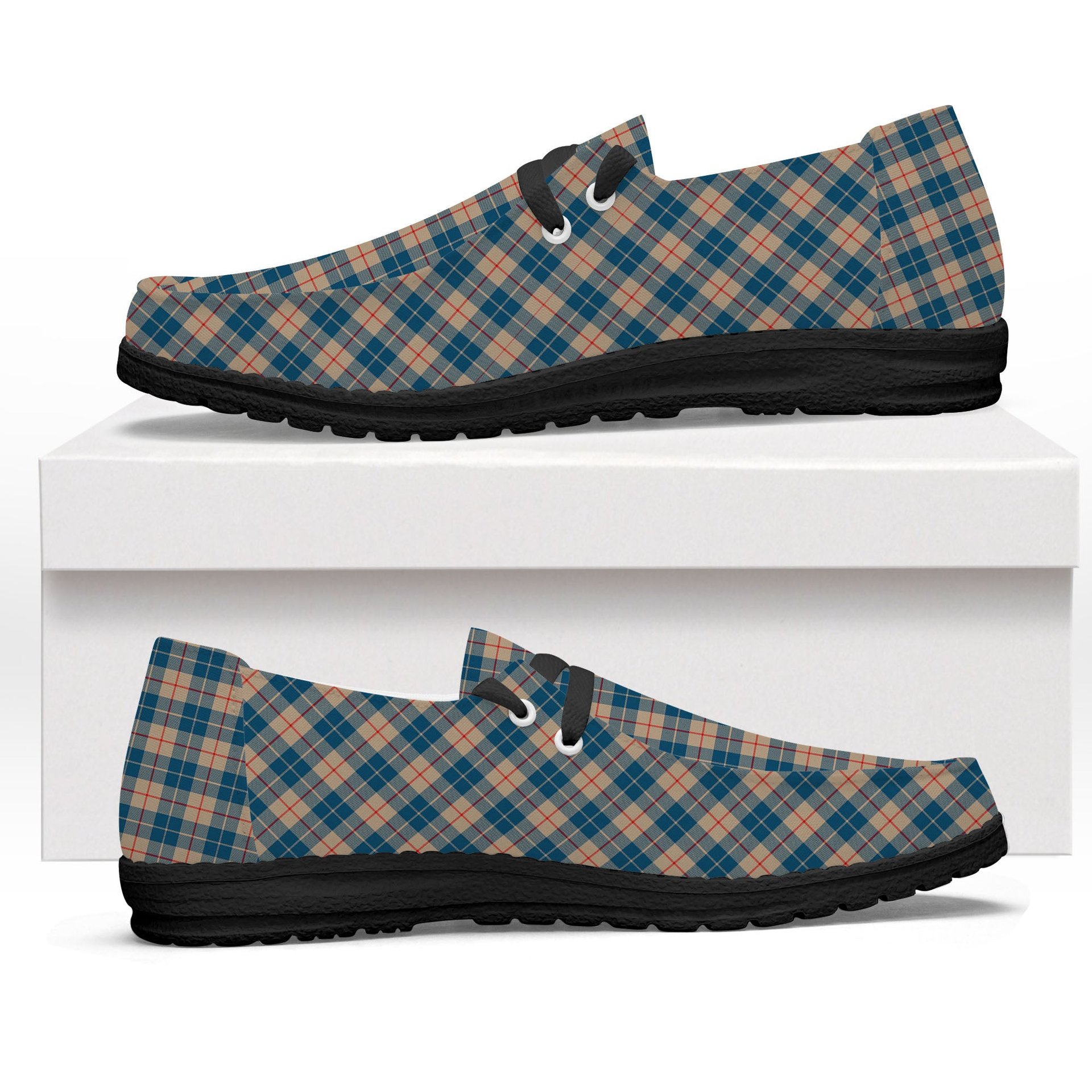 ScotsTee Shop Scottish Barclay Hunting #2 Modern Clan Tartan Plaid Canvas Loafer Shoes