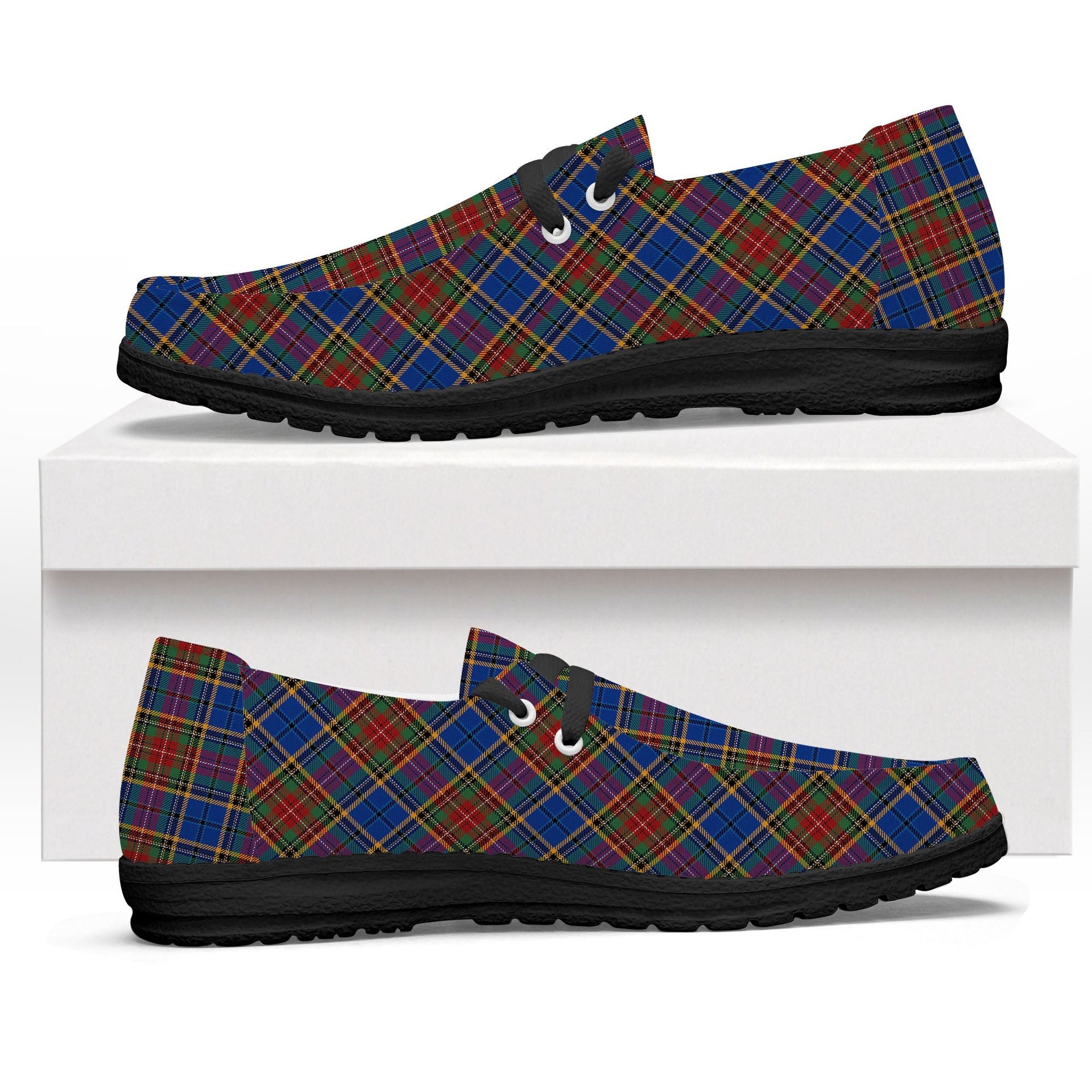 ScotsTee Shop Scottish Beattie (Beatty) Modern Tartan Plaid Canvas Loafer Shoes