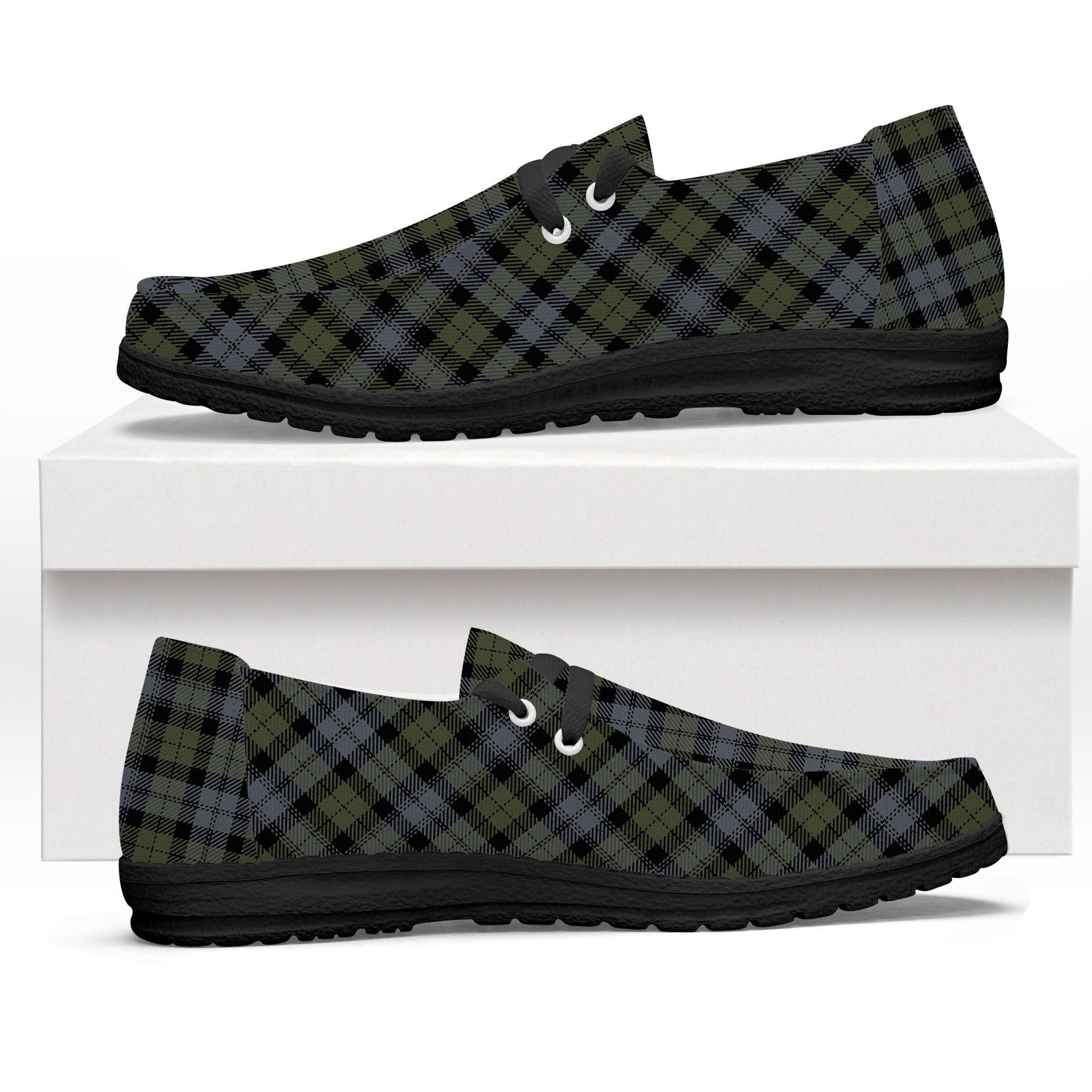 ScotsTee Shop Scottish Black Watch Large Sett Ancient Tartan Plaid Canvas Loafer Shoes