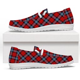ScotsTee Shop Scottish Baillie of Polkemmet Red Modern Tartan Plaid Canvas Loafer Shoes