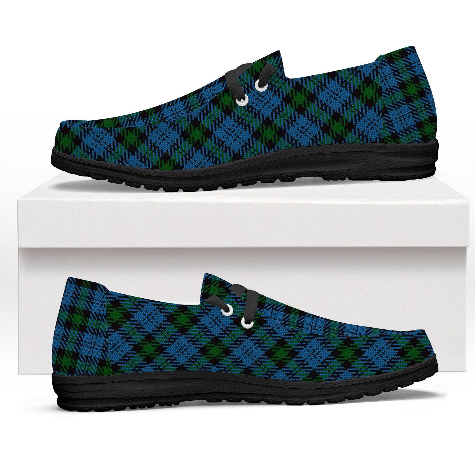 ScotsTee Shop Scottish Campbell of Glenlyon Tartan Plaid Canvas Loafer Shoes