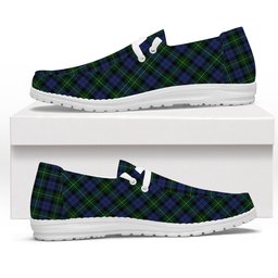 ScotsTee Shop Scottish Campbell of Loudoun Tartan Plaid Canvas Loafer Shoes