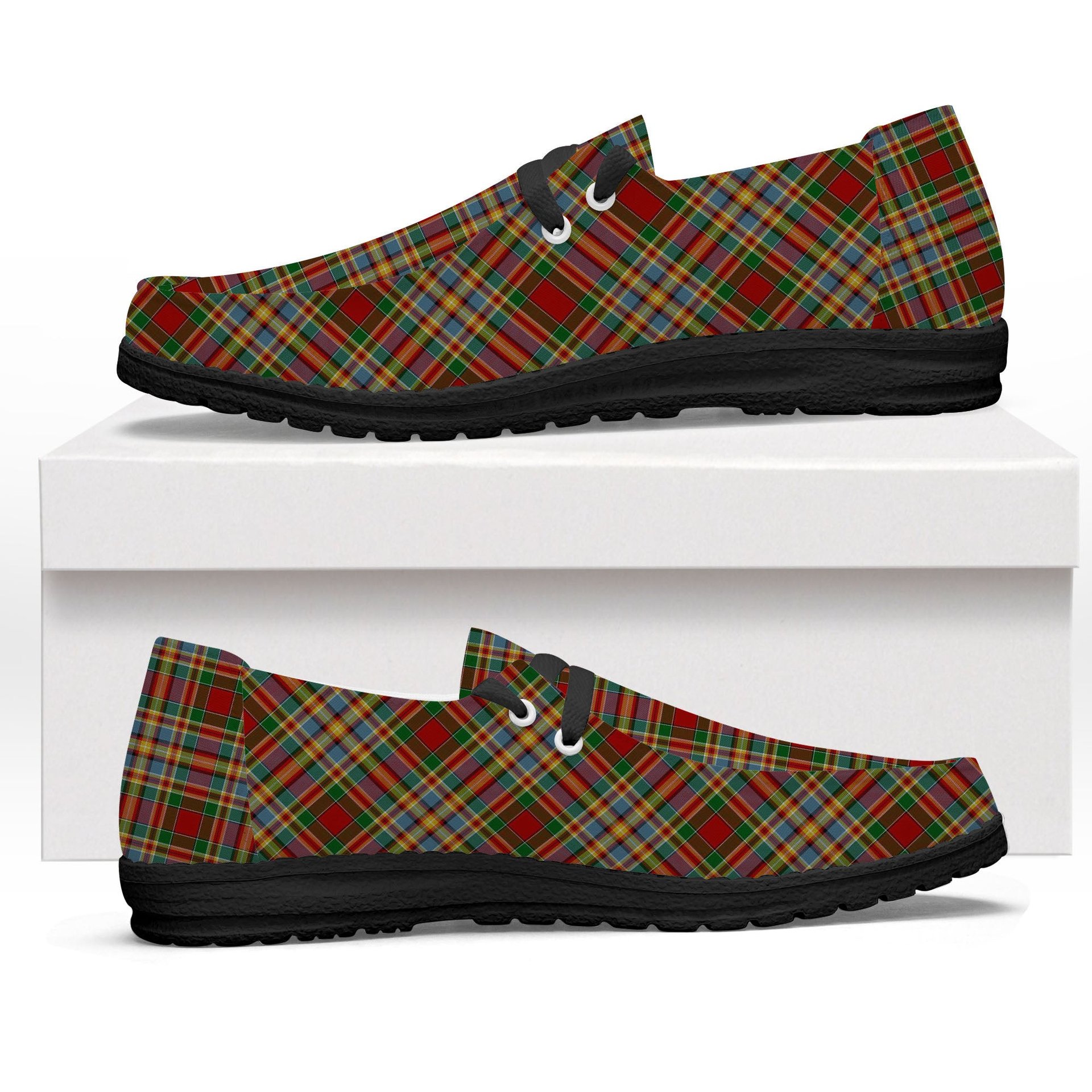 ScotsTee Shop Scottish Chattan Chief of Clan Tartan Plaid Canvas Loafer Shoes