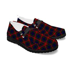 ScotsTee Shop Scottish Clark (Lion) Red Tartan Plaid Canvas Loafer Shoes