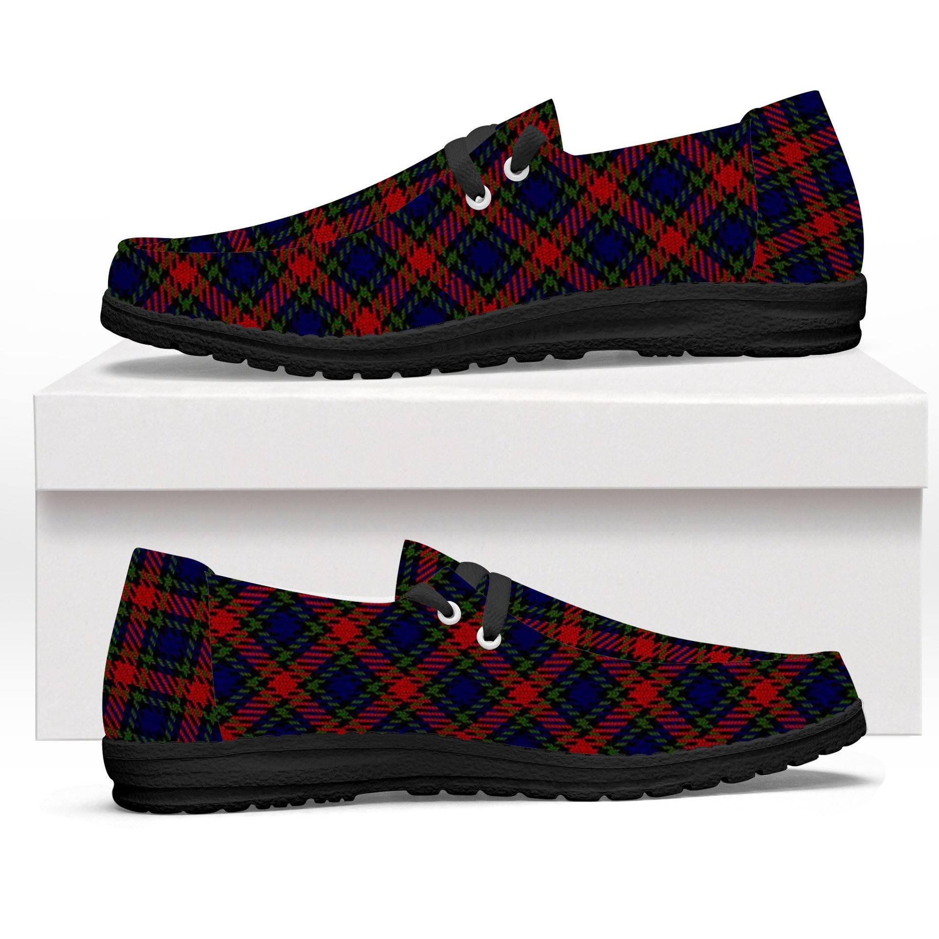ScotsTee Shop Scottish Clark (Lion) Red Tartan Plaid Canvas Loafer Shoes