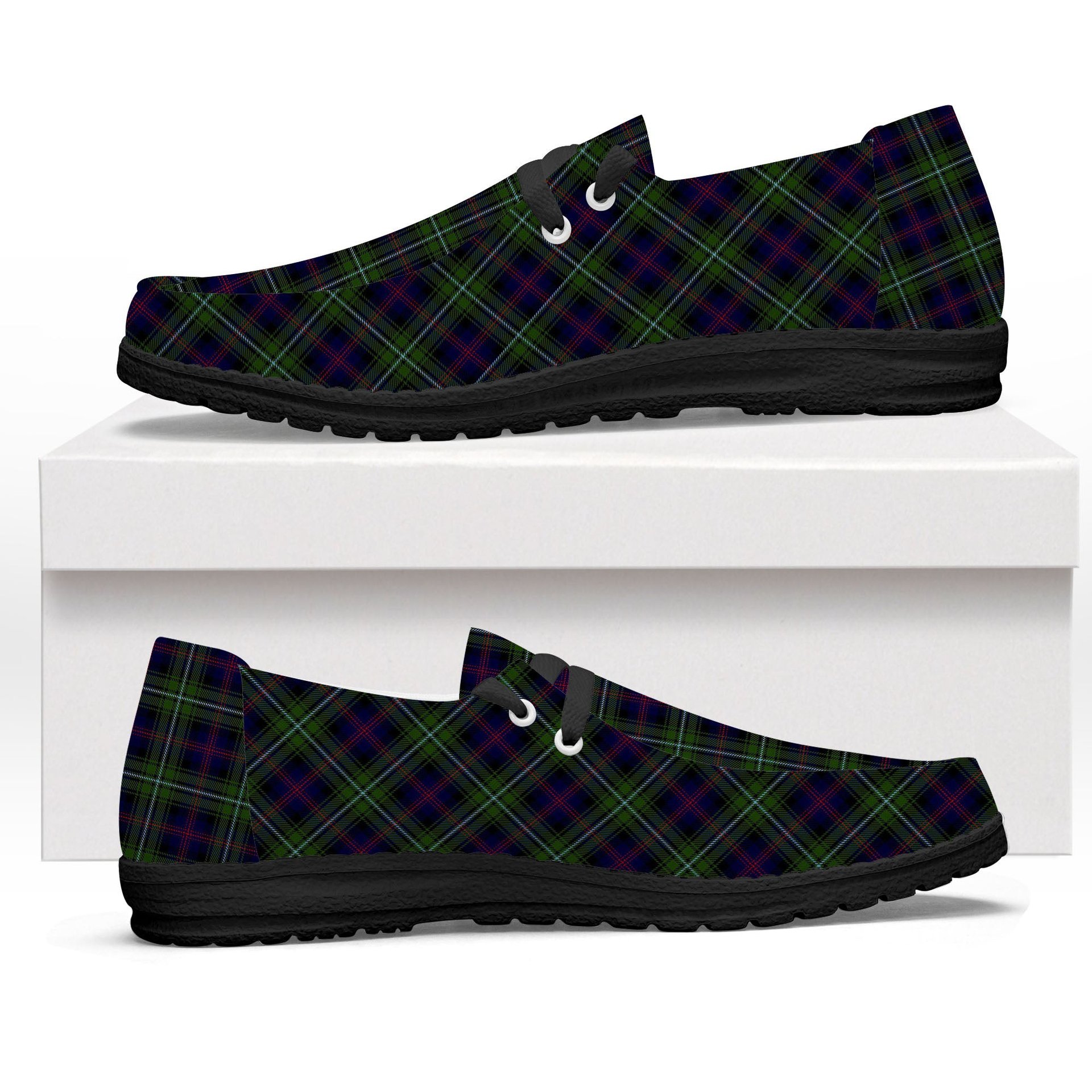 ScotsTee Shop Scottish Clark of Ulva Tartan Plaid Canvas Loafer Shoes
