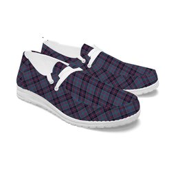 ScotsTee Shop Scottish Cochrane Azure Tartan Plaid Canvas Loafer Shoes