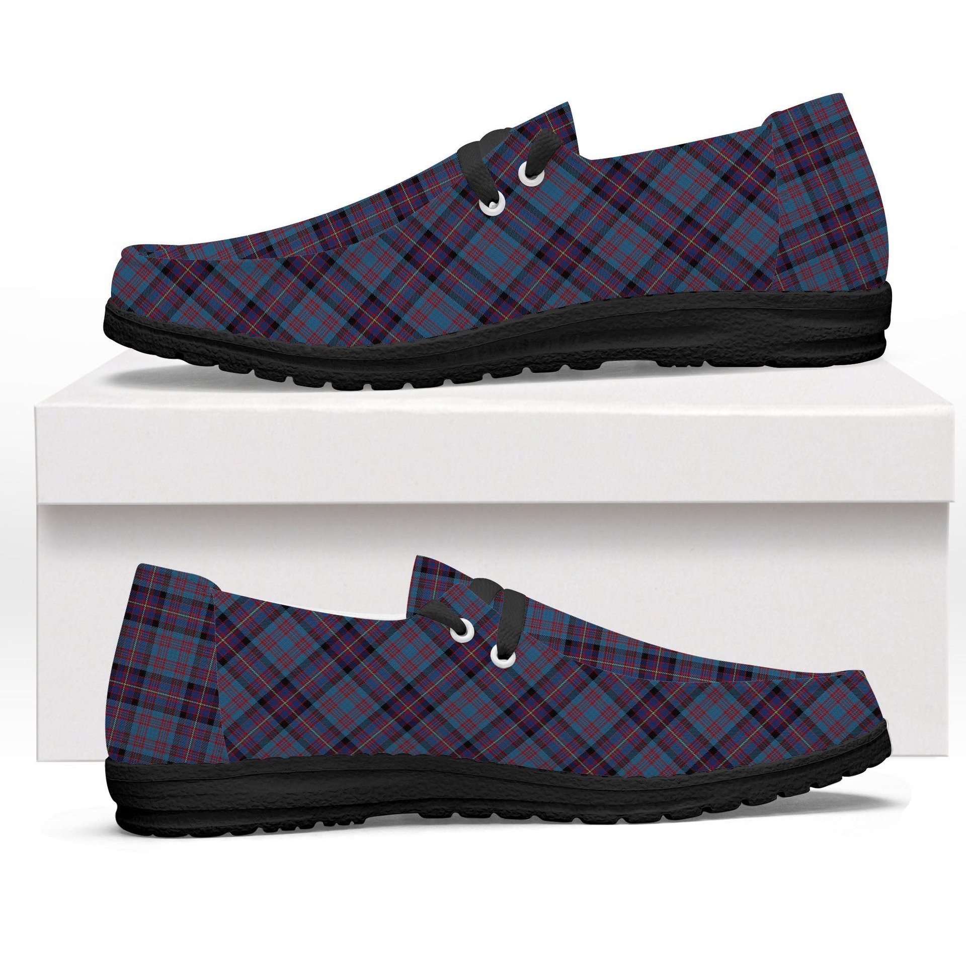 ScotsTee Shop Scottish Cochrane Azure Tartan Plaid Canvas Loafer Shoes