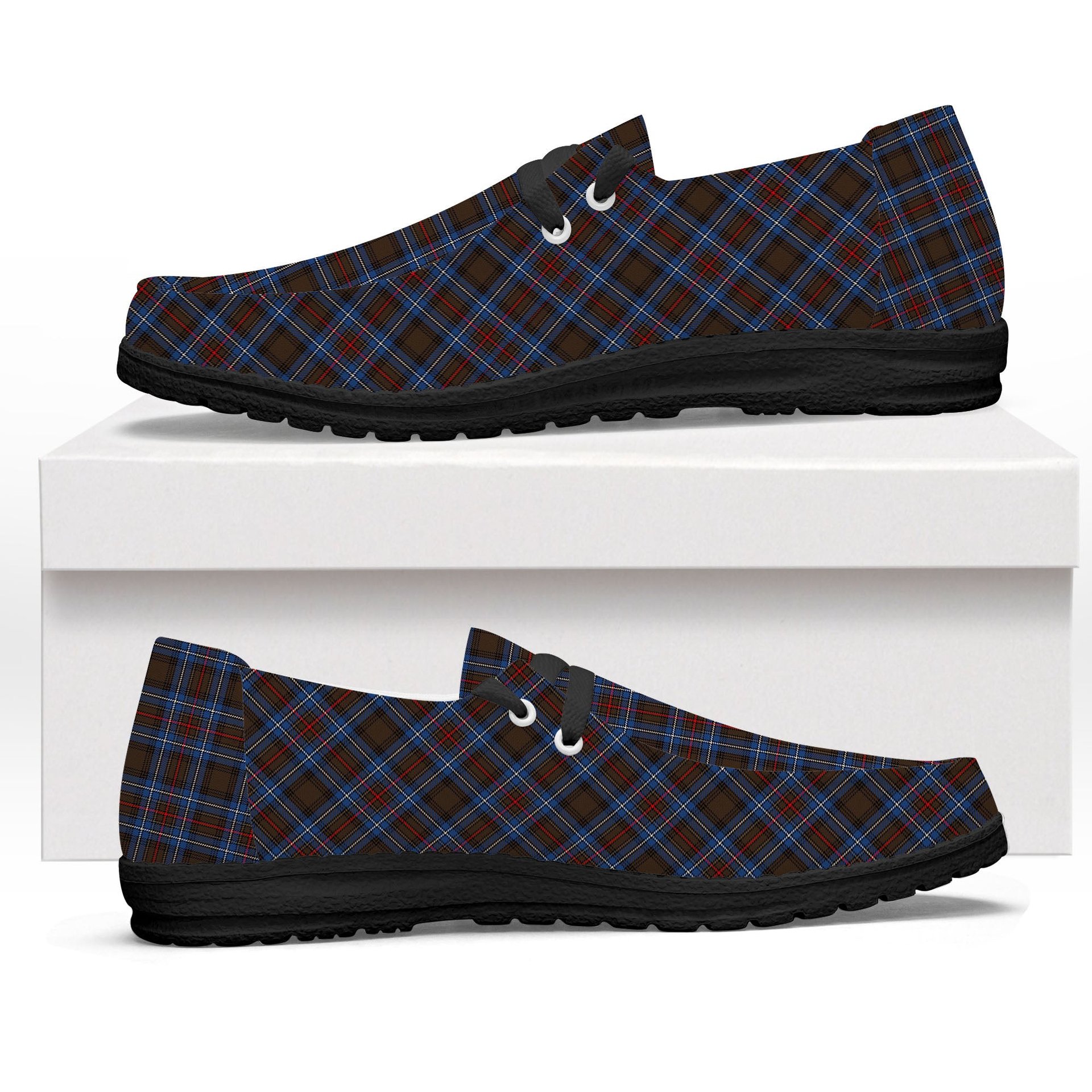 ScotsTee Shop Scottish Cockburn Brown Modern Tartan Plaid Canvas Loafer Shoes