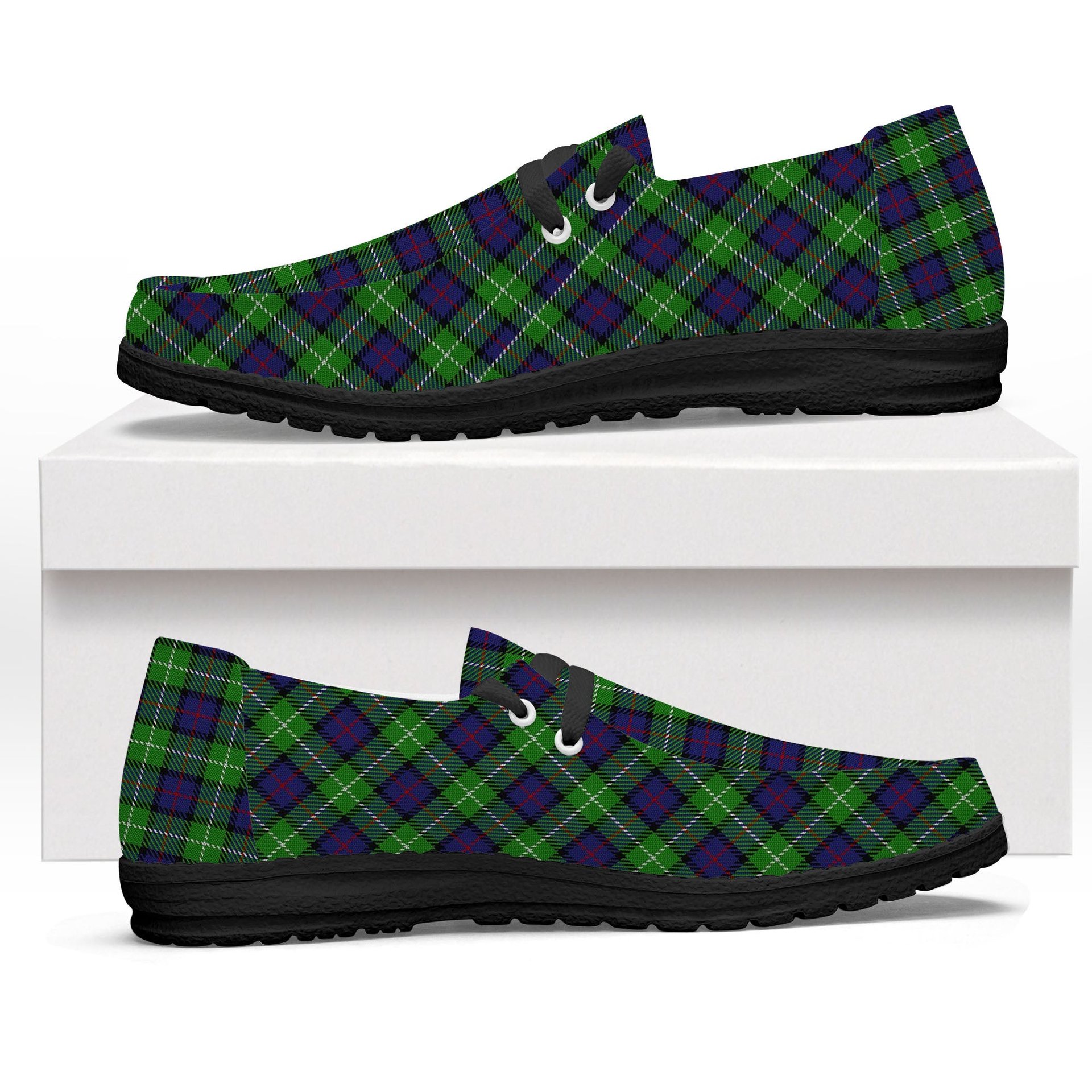 ScotsTee Shop Scottish Davidson of Tulloch Tartan Plaid Canvas Loafer Shoes