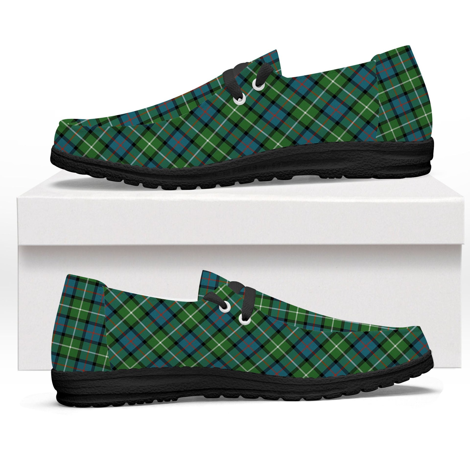 ScotsTee Shop Scottish Davidson of Tulloch Ancient Tartan Plaid Canvas Loafer Shoes
