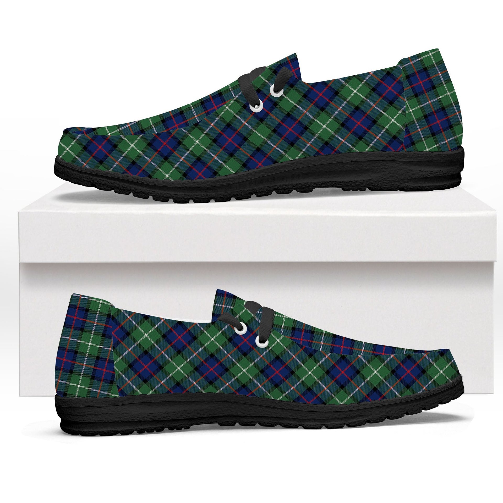 ScotsTee Shop Scottish Davidson of Tulloch Modern Tartan Plaid Canvas Loafer Shoes