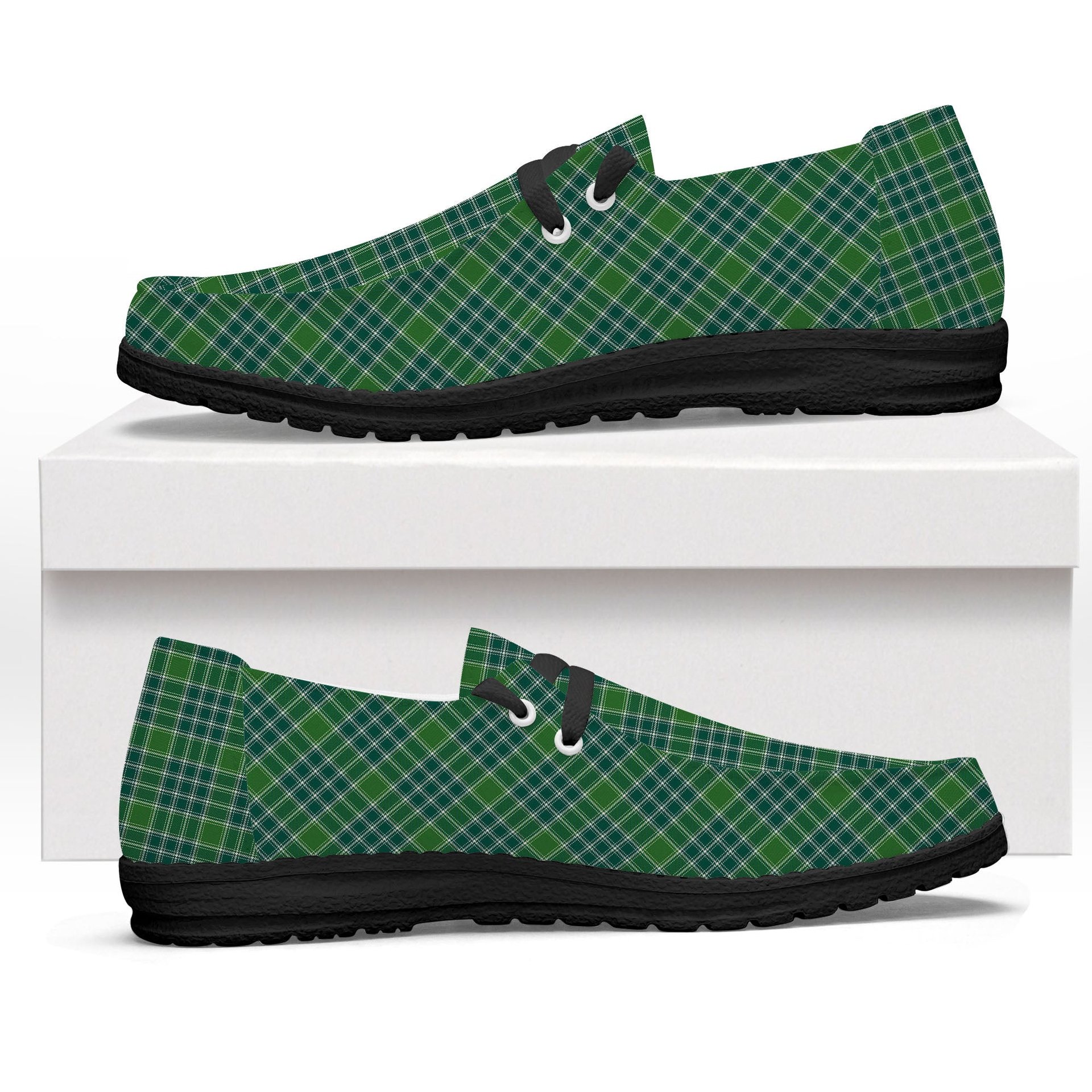 ScotsTee Shop Scottish Donald Lord of the Isles Hunting Ancient Tartan Plaid Canvas Loafer Shoes