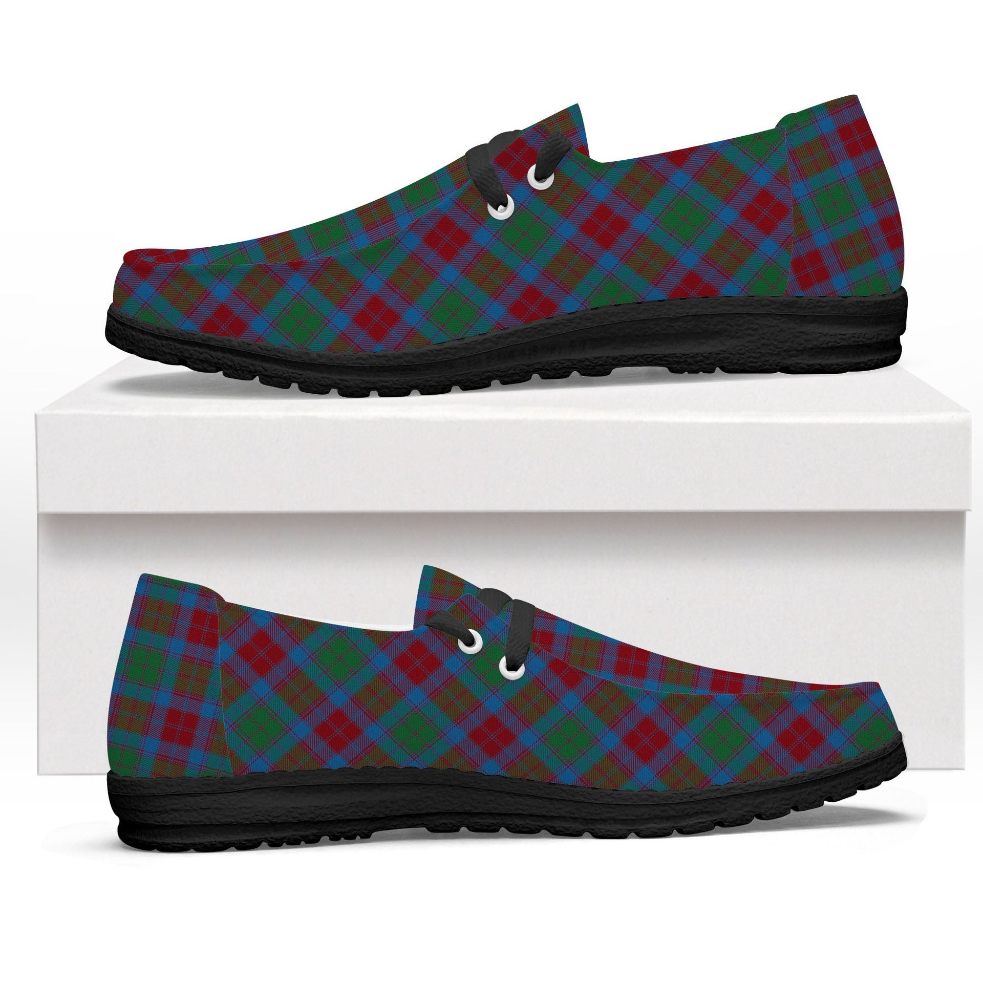 ScotsTee Shop Scottish Fraser of Altyre Ancient Tartan Plaid Canvas Loafer Shoes