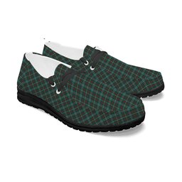 ScotsTee Shop Scottish Dundee Green Tartan Plaid Canvas Loafer Shoes