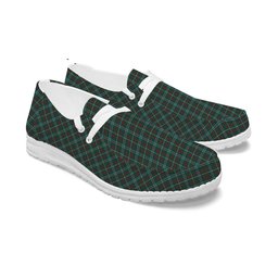 ScotsTee Shop Scottish Dundee Green Tartan Plaid Canvas Loafer Shoes