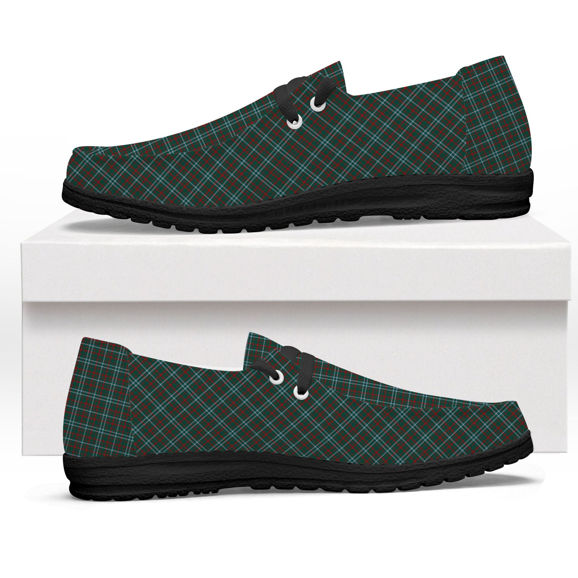 ScotsTee Shop Scottish Dundee Green Tartan Plaid Canvas Loafer Shoes