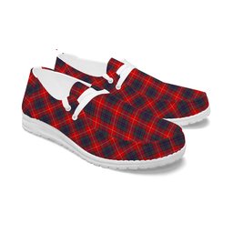 ScotsTee Shop Scottish Fraser Gathering Red Modern Tartan Plaid Canvas Loafer Shoes